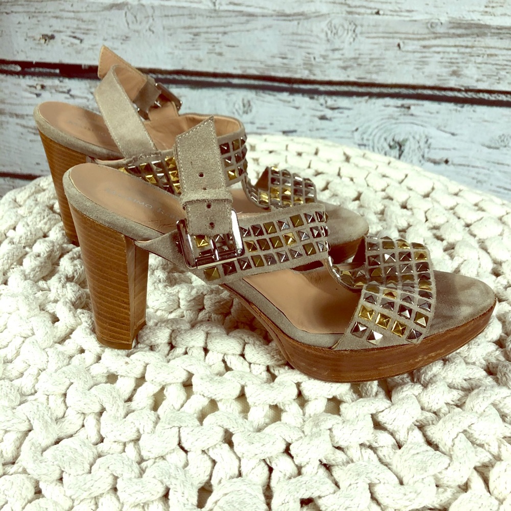 SH-74 Massimo Rebecchi Tan Suede Heeled Sandal 38